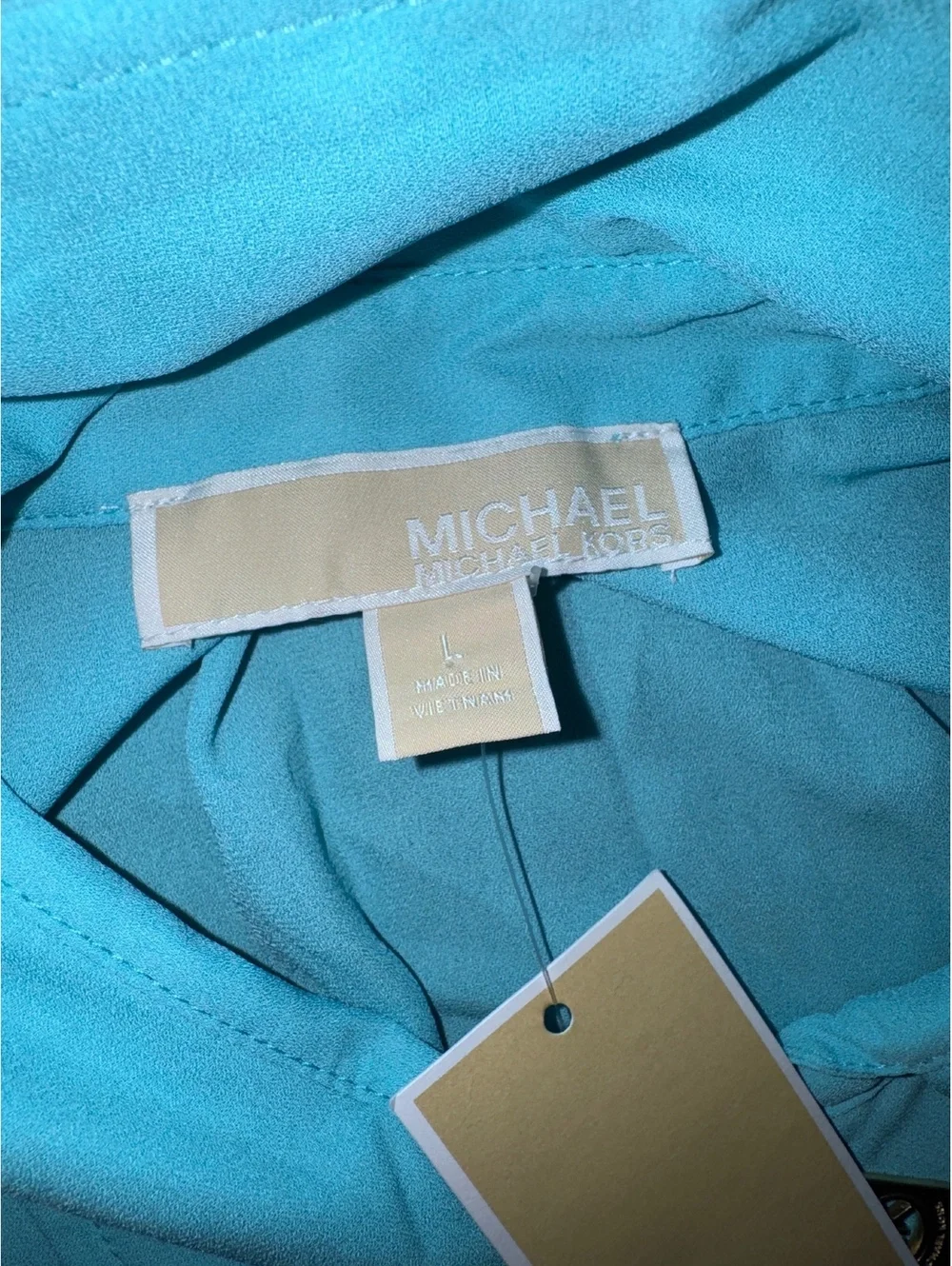 Michael Kors Turquoise Basics Long Sleeve Shirt Size L